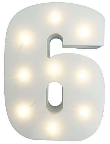 Your Name in Lights - White Wooden Light Up Number Wedding Baby Standing or Wall Mounted Decoration (6)