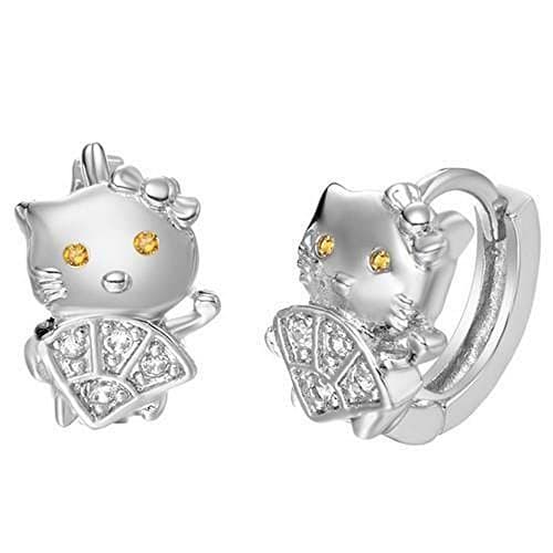 Hello Kitty Sterling Silver 925 Creole Earrings