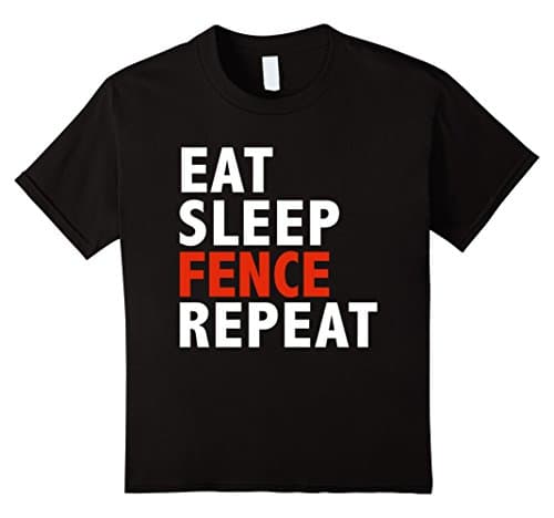 Kids Eat Sleep Fence Repeat Funny T-shirt Fencing Fencer Gifts  10 Black