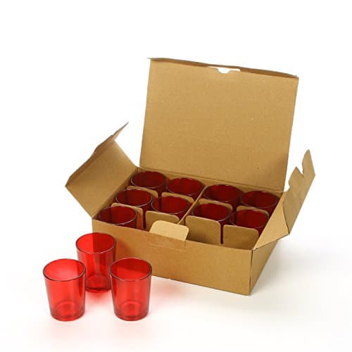 Hosley's Set of 12 Red Glass Votive, Tea Light Holders. Ideal for Parties, Weddings, Spa, Events, Votive Candle Gardens, Everyday uses O4