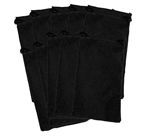 Pack of 10 Water Resistant Glasses Sunglasses Storage Pouches Protection (Black)