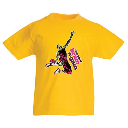 lepni.me Kids T-Shirt Use Your Brain to gain! Zombie Basketball Player Themed Gifts
