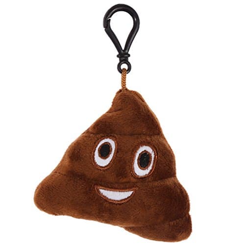 JMS Poo Shape Emotiworld emoji soft plush sound activated key rings -Squeeze to make sound