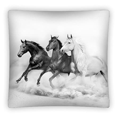 Horses Black and White Decorative Cushion Cover Pillow Case Home Decor
