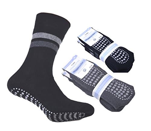 2 or 4 PACK OF Unisex Thermal Socks Terry Cloth with ABS (Acrylonitrile Butadiene Styrene) Knobs, Without Rubber – Anti Slip Socks Slipper Socks Sizes 2-5 To 13-16 -  black -