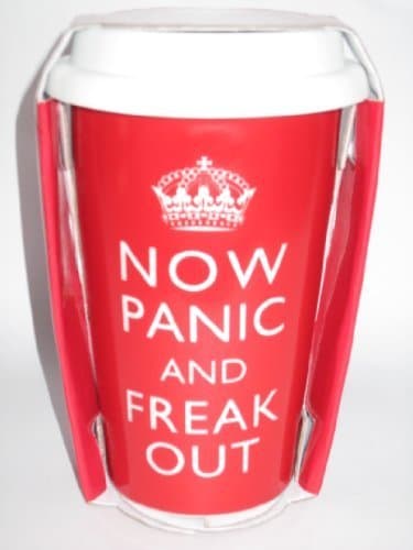 Now Panic and Freak Out - Red Double Walled Insulated Travel Mug with Silicon Lid