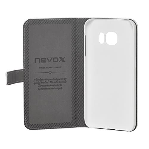 Nevox "Ordo" Book Leather Case for Samsung Galaxy S7 - White/Grey
