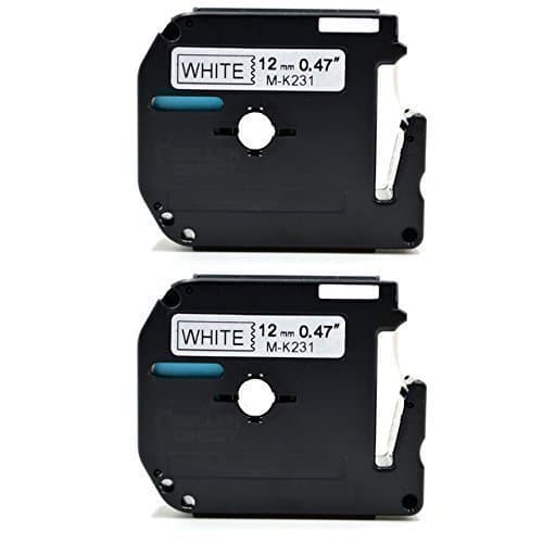 Eseller Direct® - 2 x Compatible Label Tape Replacement MK231 M-K231 for Brother P-Touch PT-90- 12mm wide x 8m Length ( 2 Black on White )