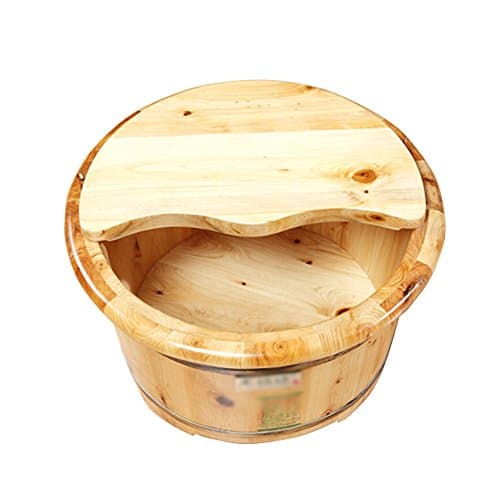 Foot tub 25cm high solid wood bilateral cover bucket    Home Foot Spa Beauty Foot Bath Footbath