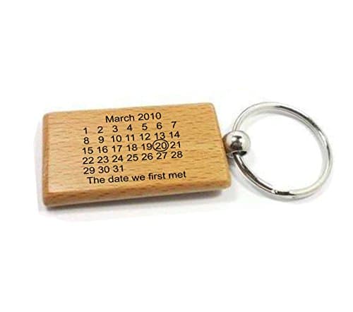 Personalised Wooden Engraved Calender Keyring Your own text up to 25 Letters KF061