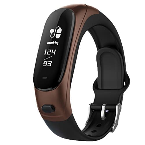 Fitness Tracker With Heart Rate Monitor Runme Activity Tracker Smart Watch With Sleep Monitor IP67 Water Resistant Walking Pedometer Band With Call / SMS Remind For IOS / Android Smartphone,Brown