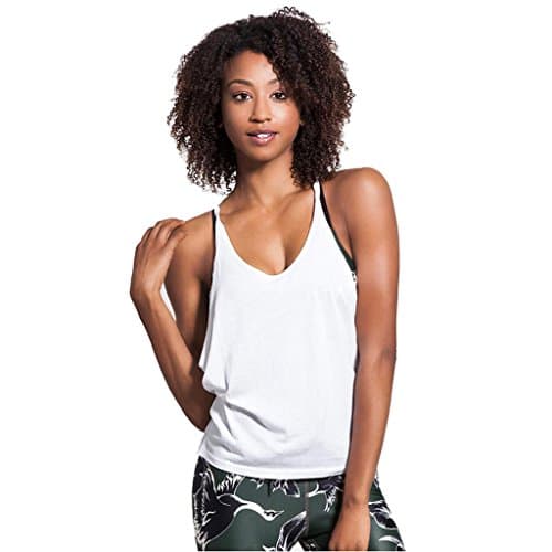 Byjia Women Blouse Vest Sleeveless Casual T-Shirt Tops Yoga Sport Workout Sleeveless Tee Shirts Performance Fitness /Pack Of 2/ . White . S