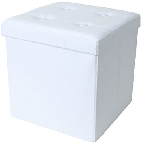 Seating Cube Stool Cube Storage Box Foldable Load Capacity 661lbs - Plastic, White, 14.96" x 14.96" x 14.96"
