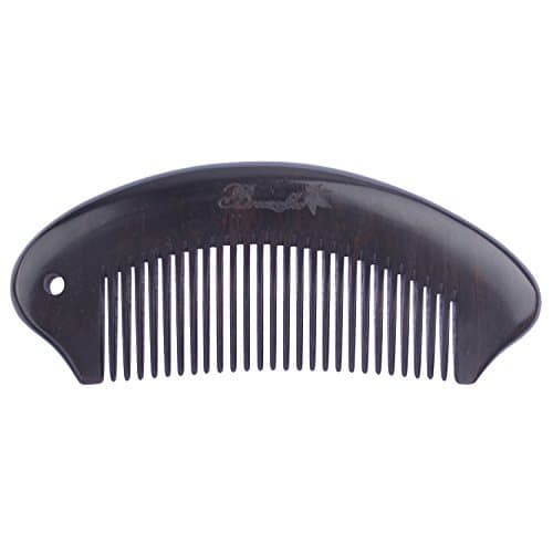 Breezelike No Static Curving Ebony Wood (Black Sandalwood) Fine Tooth Pocket Comb