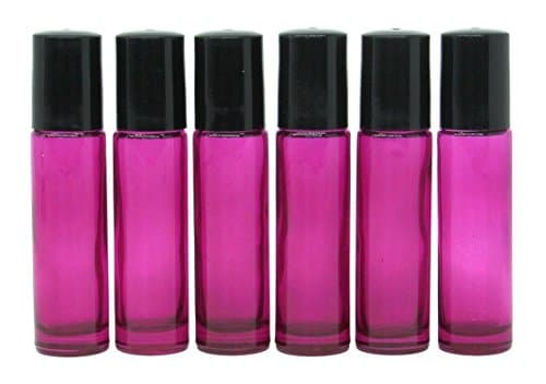 YOOHO Glass Roller Bottles With Stainless Steel Ball Refillable Aromatherapy Essential Oils, Perfume Bottles - Refillable Slim with Metal Ball and Black Plastic Lid, Purple (9)