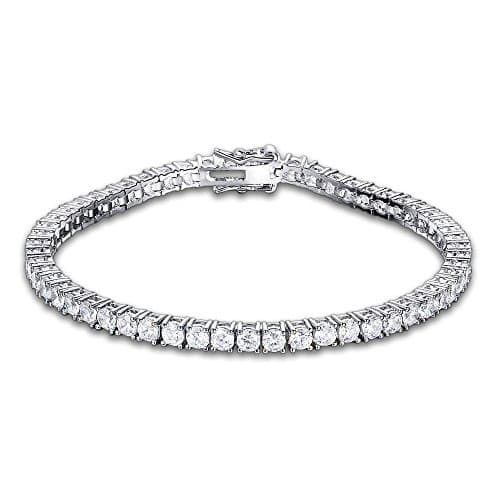 Tennis Bracelet for Women Cubic Zirconia 925 STERLING SILVER Diamond look Round Brilliant 7.25" (WHITE GOLD) Bracelet