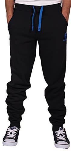 Mens Boys Hip Hop Fleece Jogging Jogger Bottoms Pants Gymwear Sportswear (S, Black)