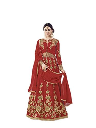 Shoppingover Ethnic Bridal Embroidered Semi Stitched Anarkali Salwar Suit For Women