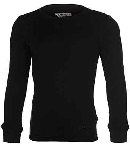 Kids Therma Baselayer Shirt Top Long Sleeve Girls Boys (2-3 Yrs, Black)