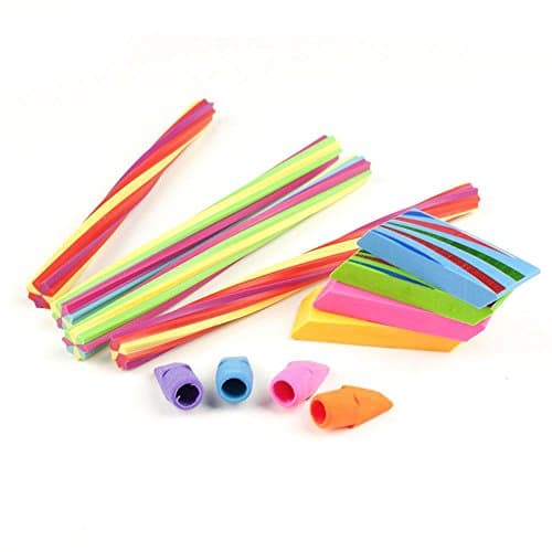 2Pc Neon PENCIL ERASER RUBBER SET School Student Office Stationary
