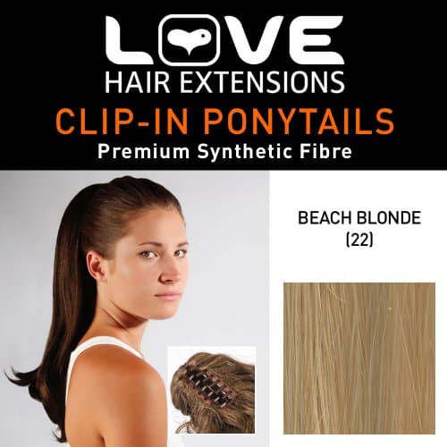 Love Hair Extensions India Crocodile Clip Synthetic Hair Ponytail Colour 22 Beach Blonde 16 -Inch