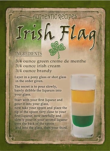 COCKTAIL " IRISH FLAG " STUNNING METAL 8"X6" SIGN NEW