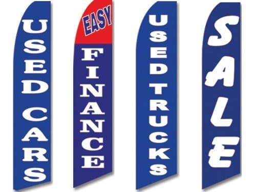 4 Swooper Flags Used Car Truck Auto Dealer Easy Finance Sale Blue White by EHT Flags