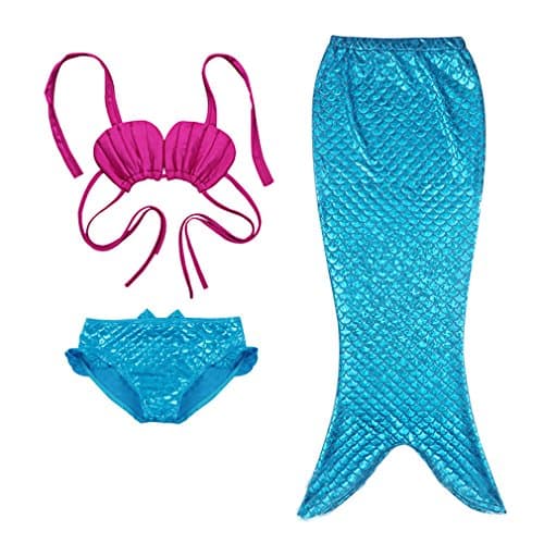 Smail Mermaid Tail Costume Childs Kids Girl Swimwear Swimsuit 3 Pieces Bikini Set