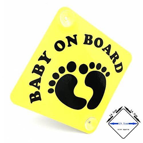 acepoprt BABY ON BOARD car sign with suction cups - cute baby feet (gloss Yellow/Black)