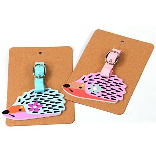 Cute Hedgehog Pink or Blue Luggage Tag Travelling Bag Suitcase Holiday (Pink)