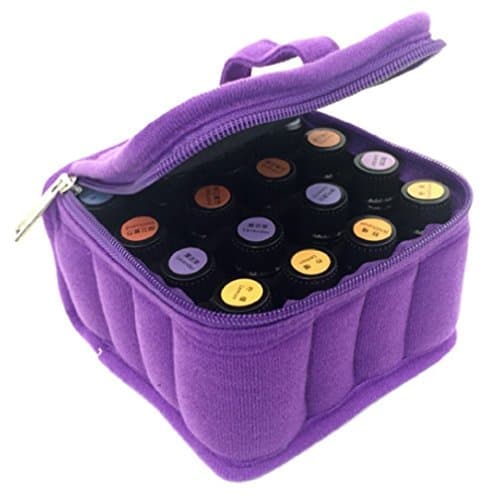 Essential Oil Carrying Case,Hengker Portable Makeup Cosmetic Bag Travel Case Holds Fit 16 bottles of 5ml 10ml and 15ml Roller Bottle (16, Purple)