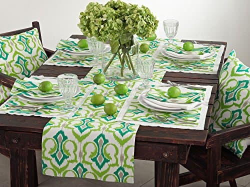 Mauritius Ikat Design Cotton Table Runner, 16"x72" Rectangular