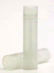 Ten .15 oz Natural Plastic Empty Lip Balm Dispensers Tubes With Push Up and Flat Circle Cap