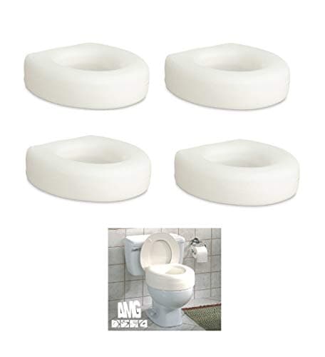 AquaSense Portable Raised Toilet Seat, White, 4 Inches (4 Pack)