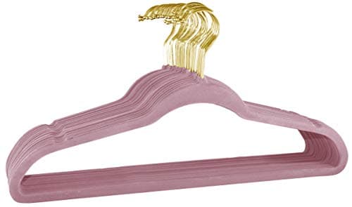Signature Home Velvet Hangers, Pale Mauve/Gold
