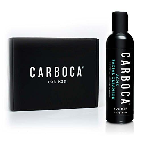 Men's Acne Face Wash with Activated Charcoal - Clean and Protect Acne Prone Skin Daily - Absorb Toxins, Fight Bacteria, Blackheads - All Natural Ingredients, Essential Oils, Aloe Vera &amp; Vitamin E - Carboca