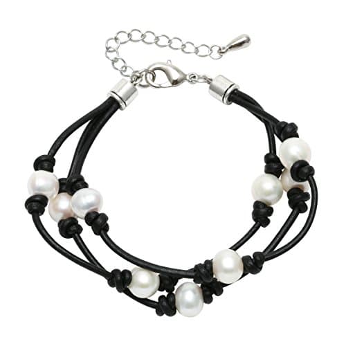 Yunhan Cultured Freshwater Pearls Wraps Bracelet Handmade Genuine Leather Bracelets for Women Jewelry