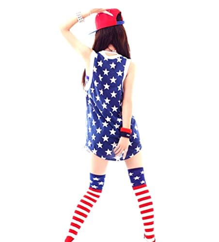 Dreams Mall(TM)Women Lady Fashion Knee High Leg Socks Banket Winter Knit Crochet Warmer Legging-American Flag