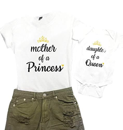 Mother and Me Short Sleeves Letters T-Shirt Mommy and Daughter Matching Shirts