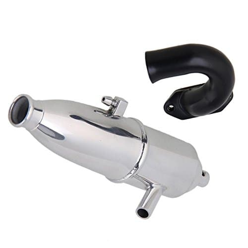 Yiguo Silver L130mm Aluminum W10003 Exhaust Pipe Tubing &amp; Header Manifold Parts for RC 1:10 RC Car