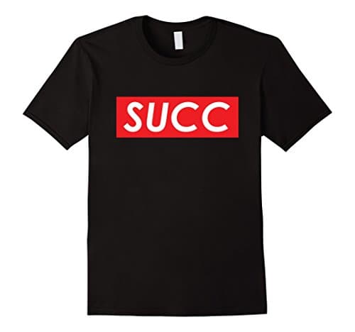 Mens SUCC Red Box Logo T-Shirt Meme Irony Shirt Large Black