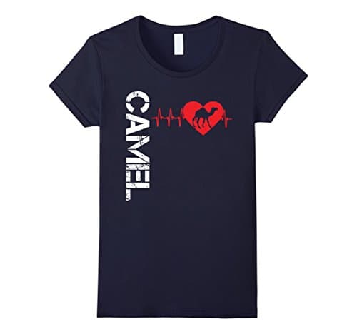 Womens Camel Shirt - Camel In My Heart T shirt Large Navy