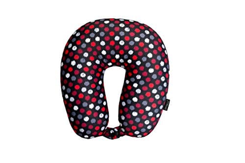 Sttelli Microbead Travel Neck Support Pillow for Kids &amp; Adults - Red Flurries with Snap