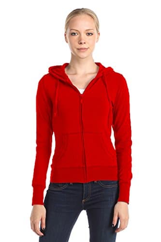 Womens Full Zip-Up Closure Hoodie with Long Sleeves and Lined Drawsting Hood (Large, Apple Red)