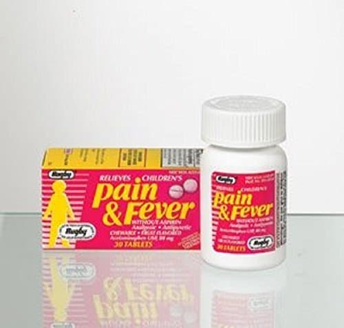Rugby Pain and Fever Reducer Assorted Fruit Flavor, 80 mg Chewable Tablets, 30 Count per Bottle (1 Bottle)