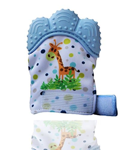 Feihe Baby Teething Mittens for Self-Soothing Pain Relief|Silicone Teething Mitt&Baby Mittens 6-12 Months (G-Blue)