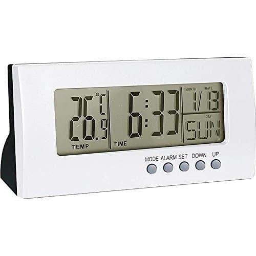 New Light Silver Color Home Office Desk Digital Alarm Clock Calendar Thermometer