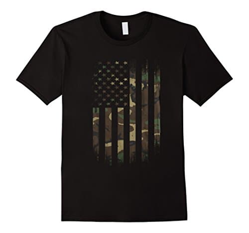 Mens US Army Camo American Flag Tshirt XL Black