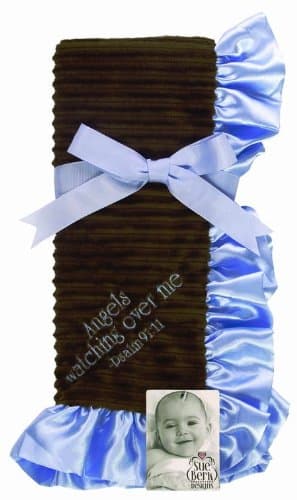 Sue Berk Designs Angels Watch Over Me Baby Blanket, Blue/Brown
