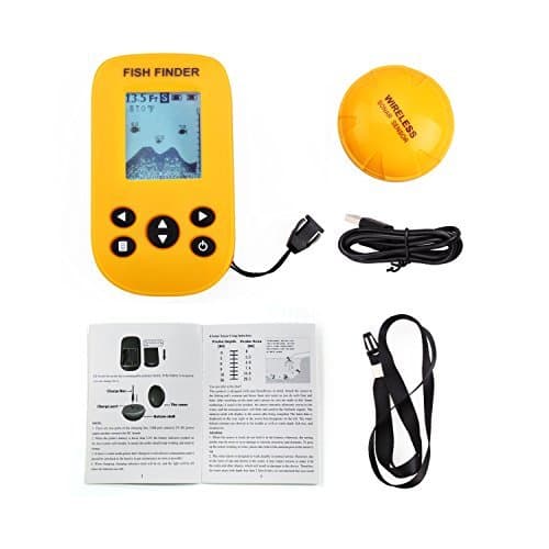 Gobing Wireless Sonar Sensor Fish Finders for Boats Humminbird Transducer, LCD Display,Water Depth, Temperature Fishfinder